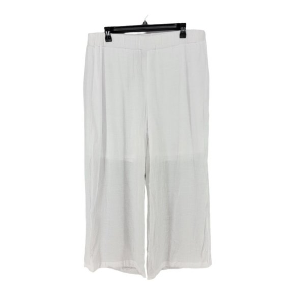 New Directions NEW Curvy Women’s 3X Palazzo Pants White 39.Flowy Chiffon Stretch - Picture 1 of 9